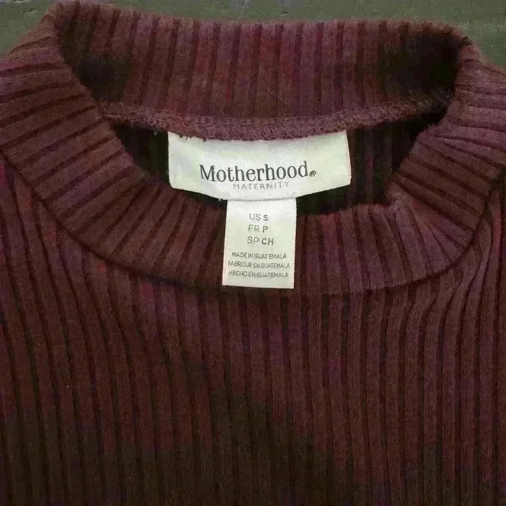 Motherhood Maternity Peplum Ribbed Top | Size Small | Bell Sleeves | Burgundy - Picture 2 of 5